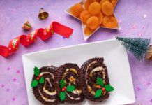 Yule Log Slice with Bourbon Sauce Recipe by Chef Rachel Goenka