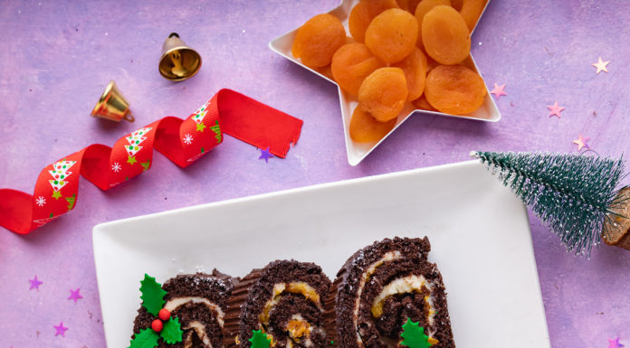 Yule Log Slice with Bourbon Sauce Recipe by Chef Rachel Goenka