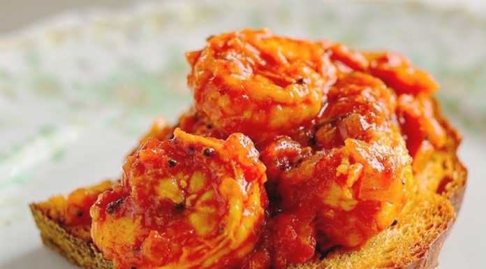 Shrimp Balchao Bruschetta Recipe by Chef Suvir Saran